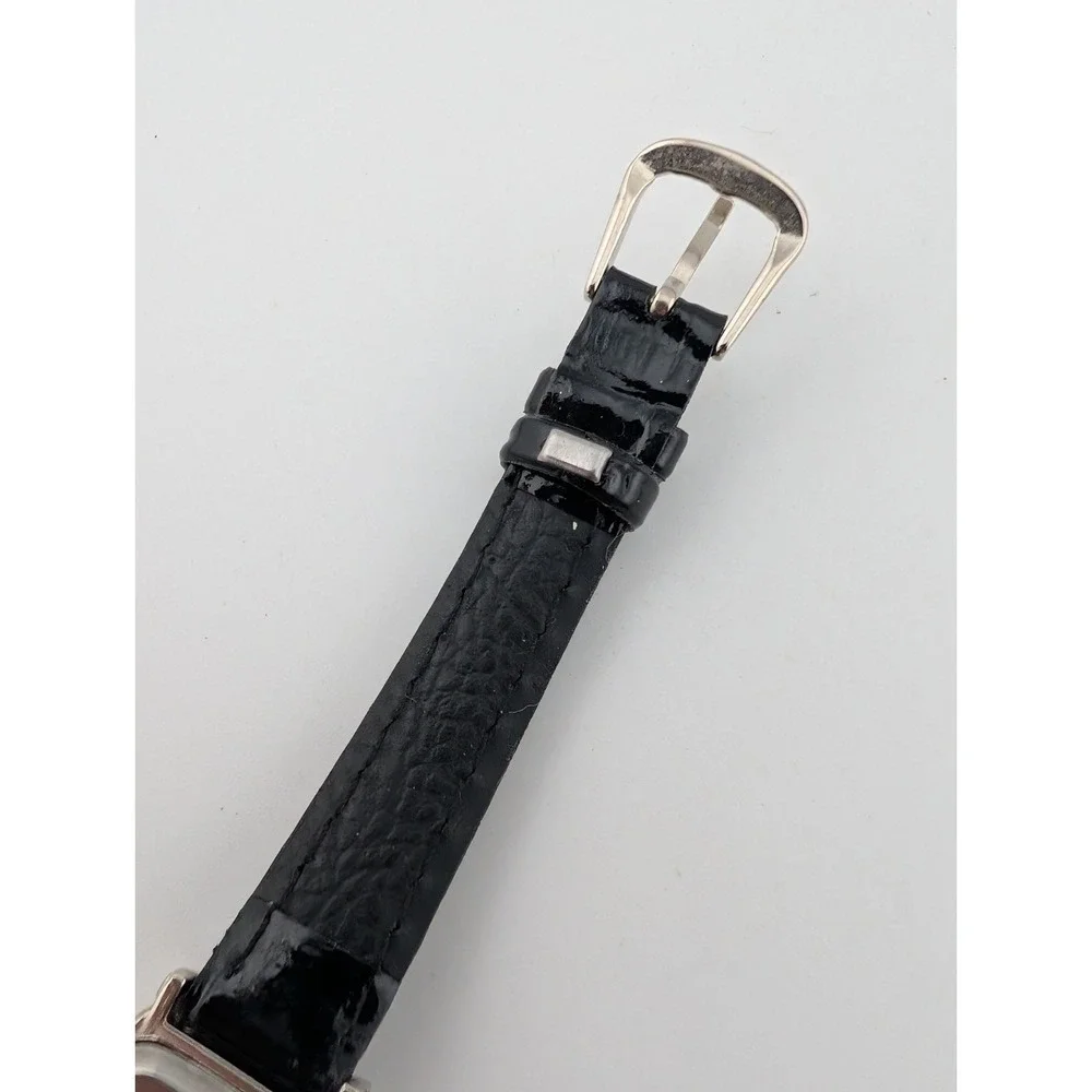 SKC Watch Women 23mm Silver Case Black Leather Band- New Battery